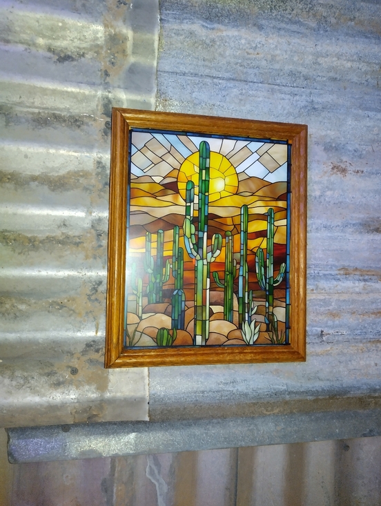 Other - Saguaro Cactus Sonoran Desert Stained Glass Style Framed Art Print